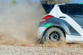 Rally car running on dirt, rocks and dirt splashing into the camera,Ã¢â¬ÂªÃ¢â¬Å½f2thailandrallychampionshipÃ¢â¬Â¬21-22march2020